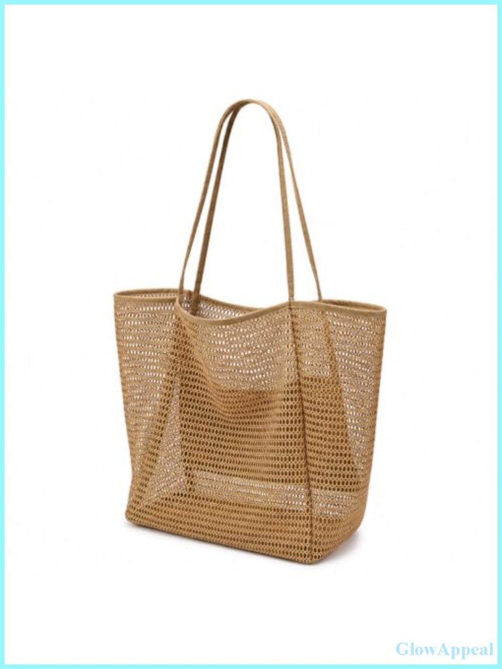 Sandproof Mesh Tote Bag for Women, Large Zipper Pocket, Travel Beach Shoulder